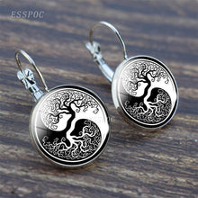Load image into Gallery viewer, Tree of Life Silver Color Earrings