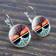 Load image into Gallery viewer, Tree of Life Silver Color Earrings