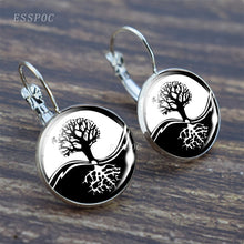 Load image into Gallery viewer, Tree of Life Silver Color Earrings