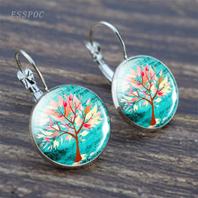 Load image into Gallery viewer, Tree of Life Silver Color Earrings