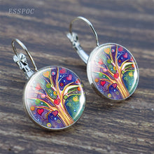 Load image into Gallery viewer, Tree of Life Silver Color Earrings