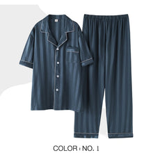 Load image into Gallery viewer, Striped Mens Luxury Satin Pajama Set