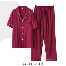 Load image into Gallery viewer, Striped Mens Luxury Satin Pajama Set