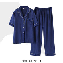 Load image into Gallery viewer, Striped Mens Luxury Satin Pajama Set