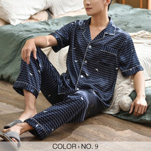 Load image into Gallery viewer, Striped Mens Luxury Satin Pajama Set