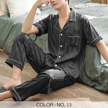 Load image into Gallery viewer, Striped Mens Luxury Satin Pajama Set
