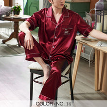 Load image into Gallery viewer, Striped Mens Luxury Satin Pajama Set