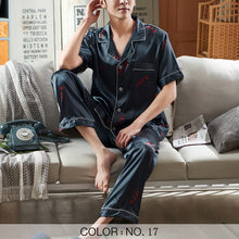 Load image into Gallery viewer, Striped Mens Luxury Satin Pajama Set