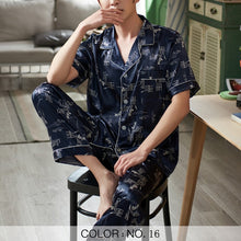 Load image into Gallery viewer, Striped Mens Luxury Satin Pajama Set