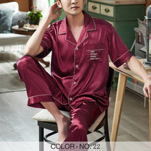 Load image into Gallery viewer, Striped Mens Luxury Satin Pajama Set
