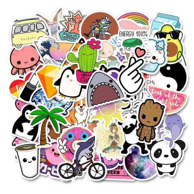 50PCS Cool Summer Pink Pack Sticker Decals