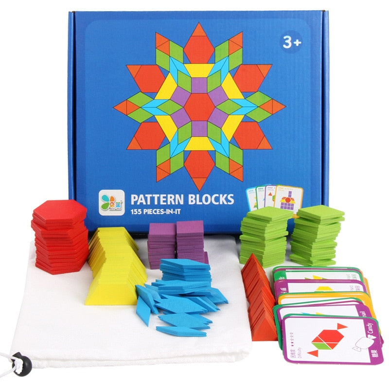 155Pcs Montessori Creative Shape Puzzles Board Set