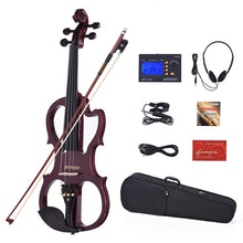 Load image into Gallery viewer, ammoon VE-201 Violin Full Size 4/4 Solid Wood Silent Electric Violin Maple Body Ebony Fingerboard Pegs with Violin Accessories
