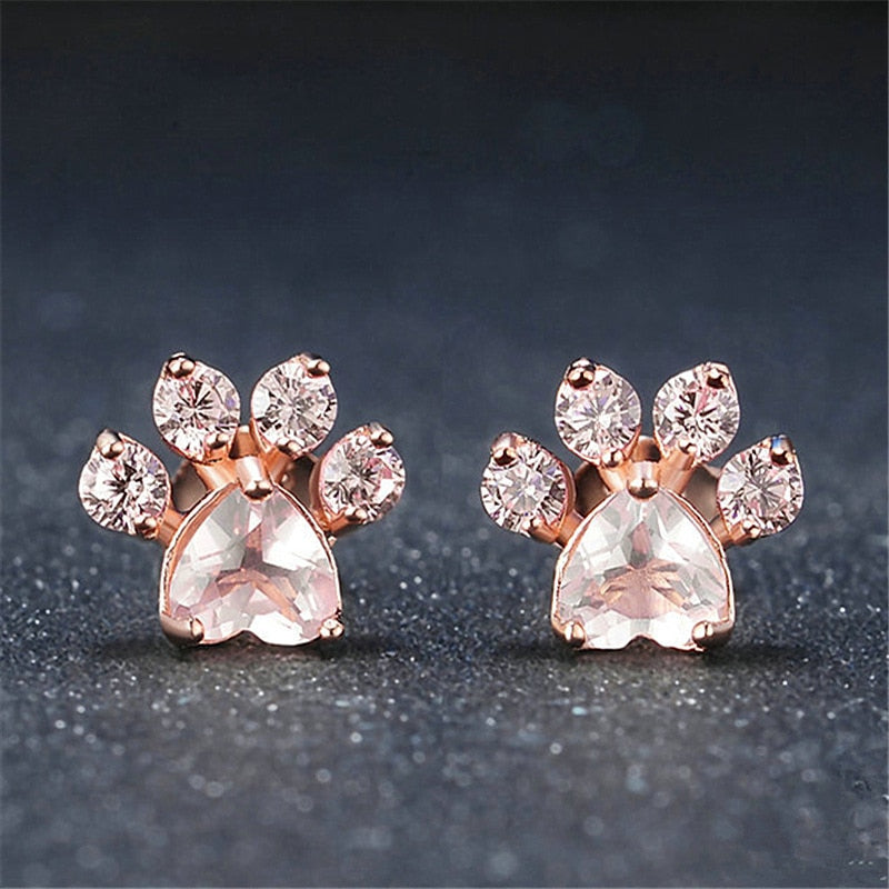 Trendy Paw Studded Earrings